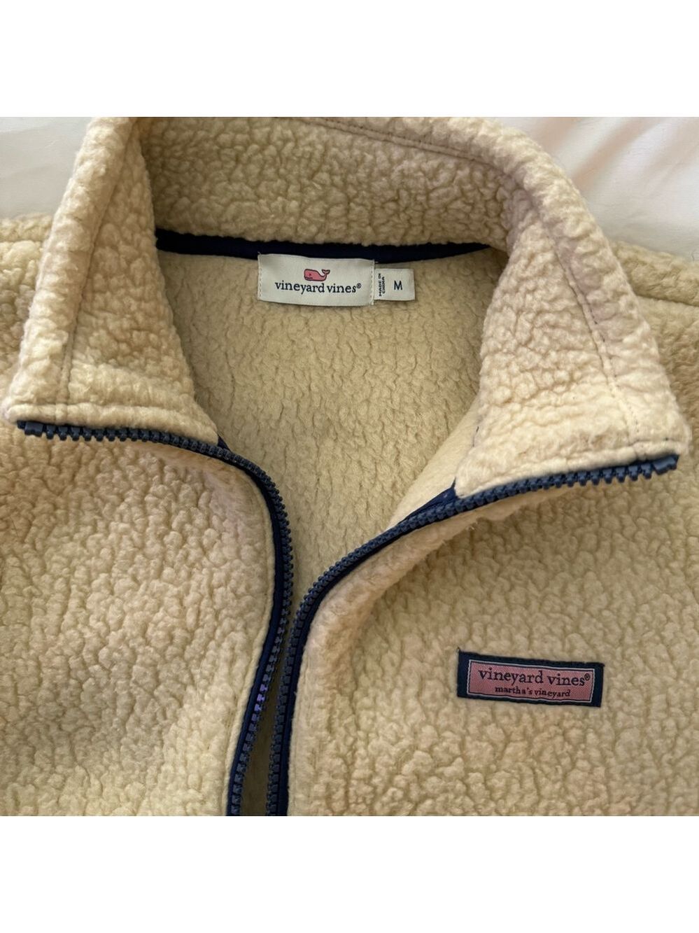 Vineyard Vines Cream Sherpa Fleece Pullover - Picture 4 of 6